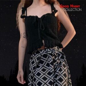 Urban Outfitters Carmella Ruffle Knit Tank Top in Black